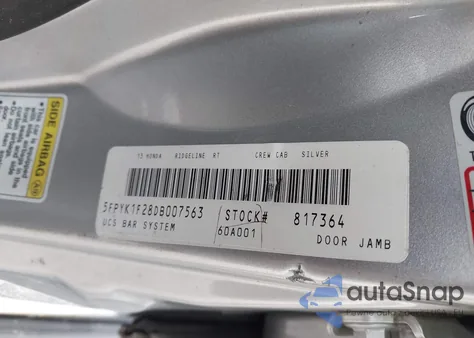 2013 Honda Ridgeline Rt z USA, uszkodzony, nr VIN 5FPYK1F28DB007563